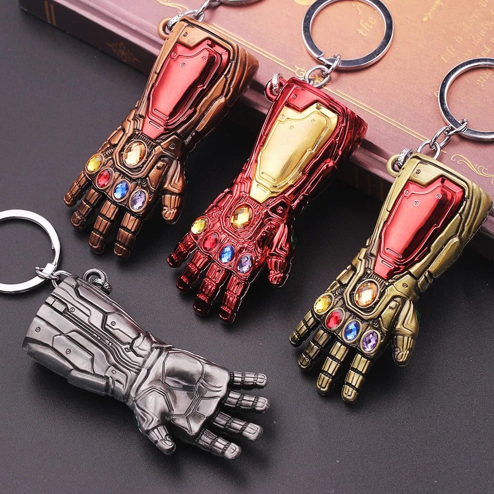 Marvel Iron Man Infinity Glove Pendant Key Holder Avengers Infinity Stones Weapon Keychain Accessories Gifts For Fans Toys