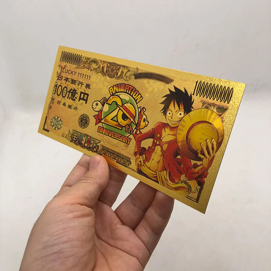 Anime One Piece Toy Golden Cards PVC Zoro Luffy Nika 10 Kinds New Commemorative Banknote Collections Toys Gifts For Party