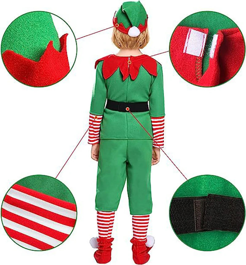 Family Green Elf Christmas Costume Cosplay Outfits Carnival Party Xmas Dress Gift