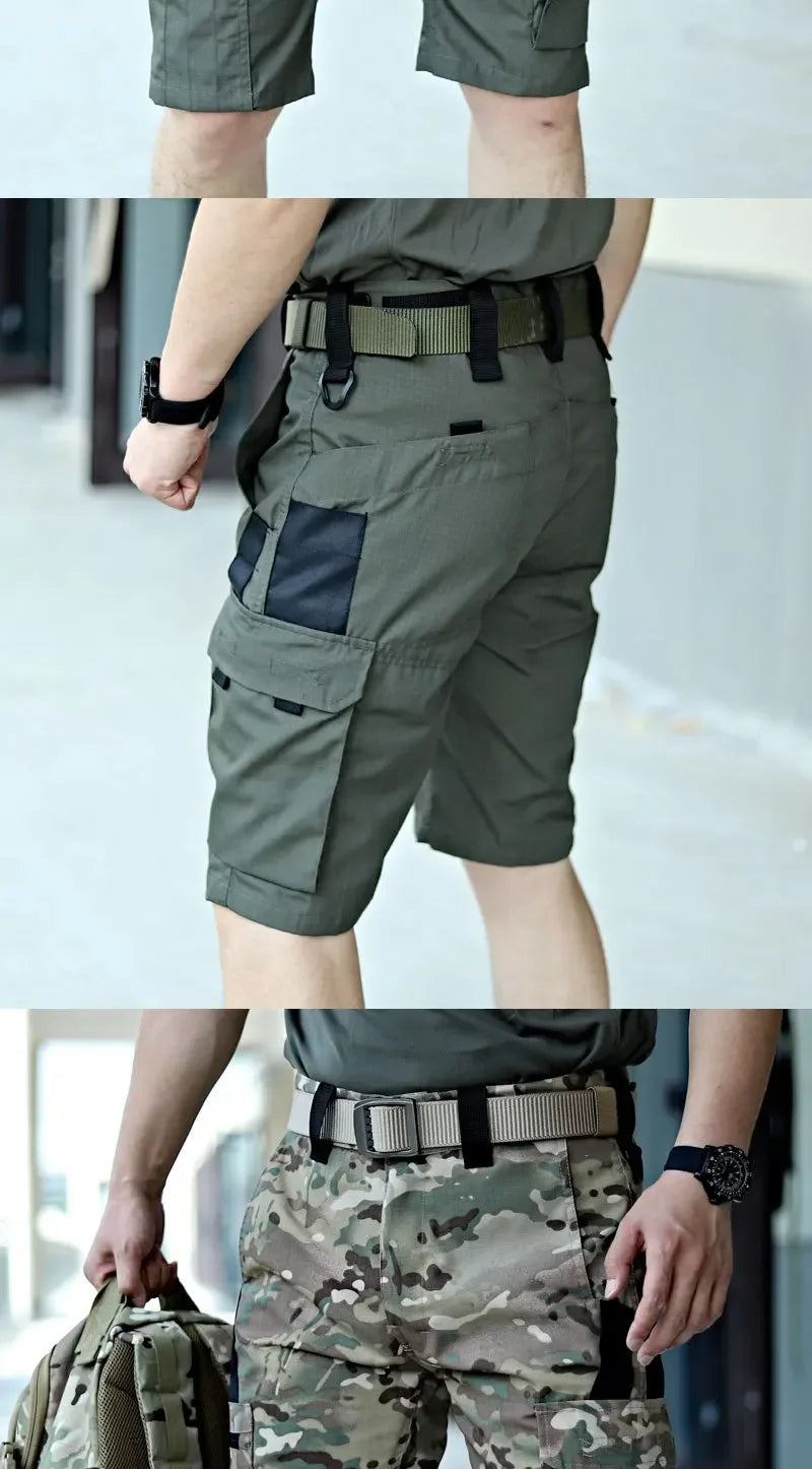 Men's Tactical Shorts Wear-resistant Waterproof Breathable Work Pants Military Multi-pocket Straight-leg Cargo Shorts