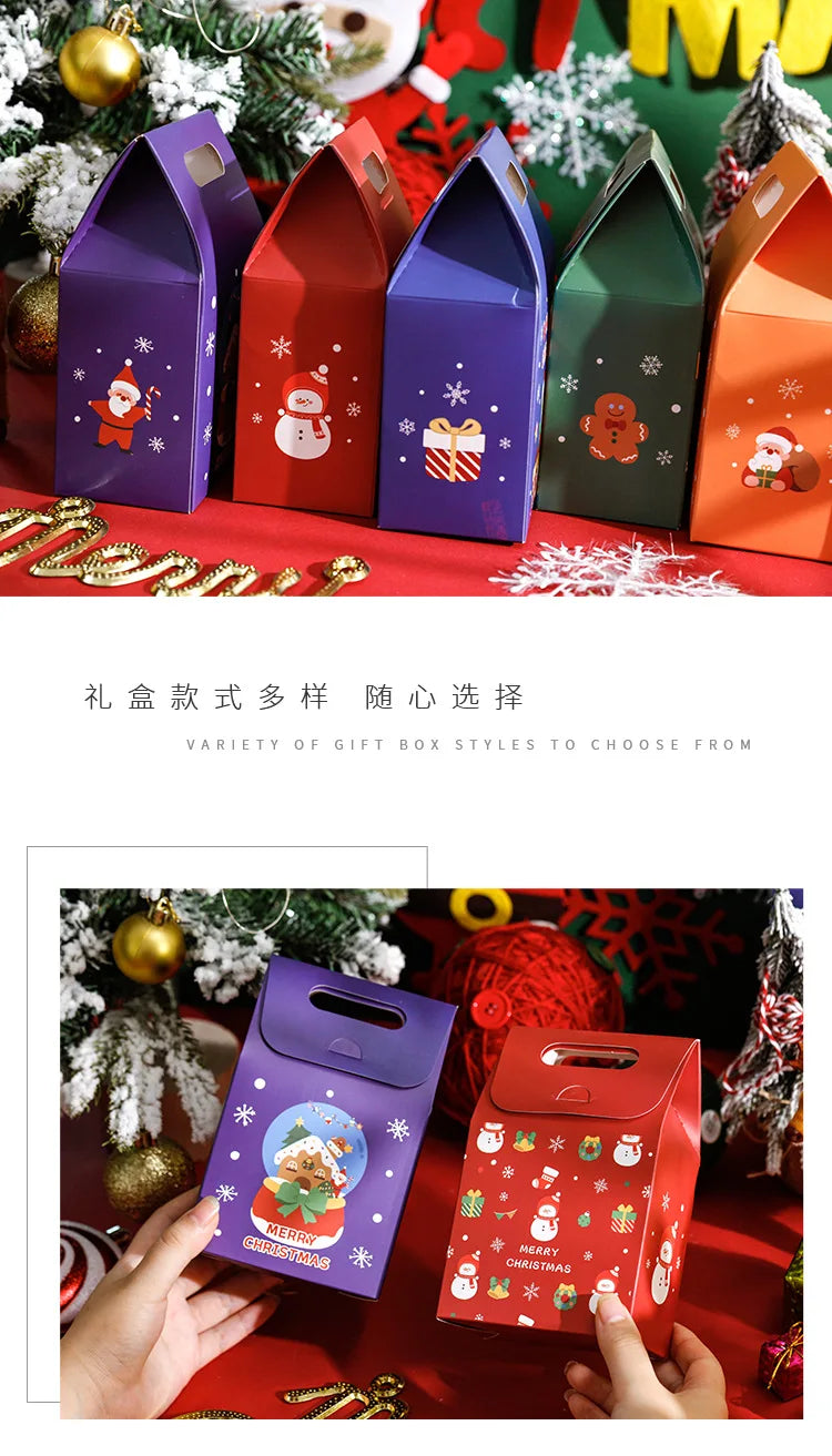 10pcs Christmas gift bag small gift biscuits snowflake crisp biscuits colourful box Christmas Eve candy box portable box