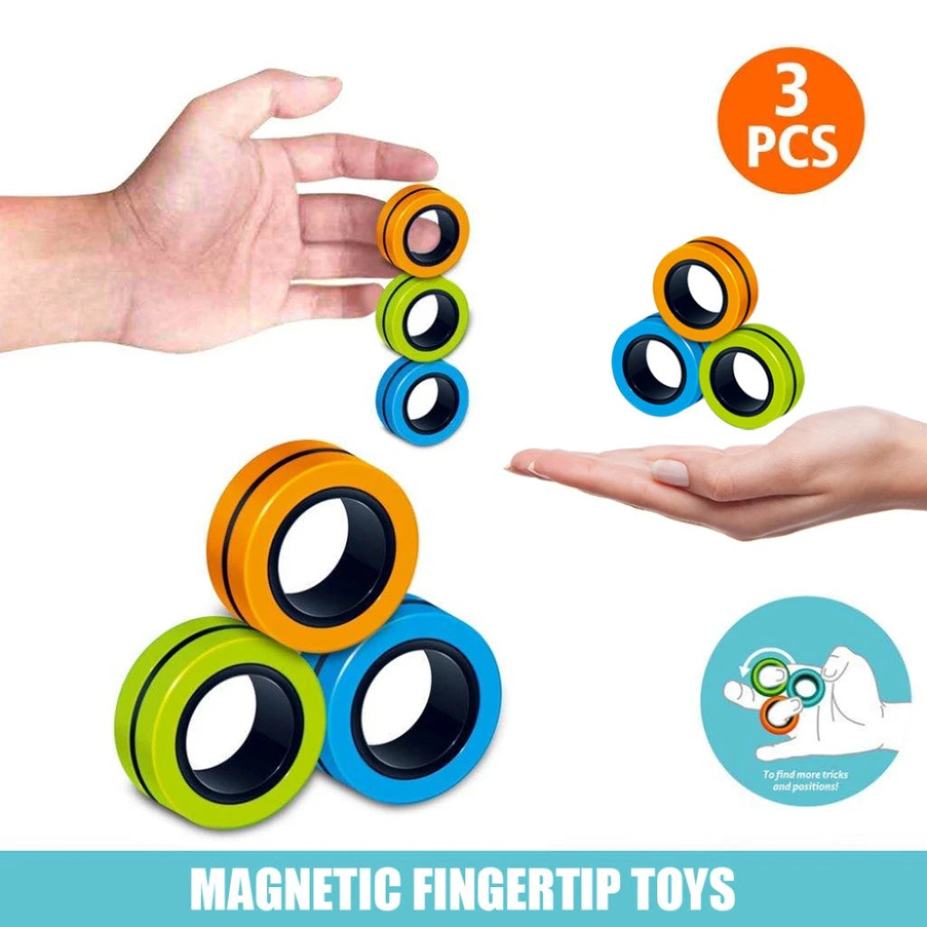 3Pcs Fidget Toys Anti-stress Funny Fidget Spinner Magnetic Bracelet Ring