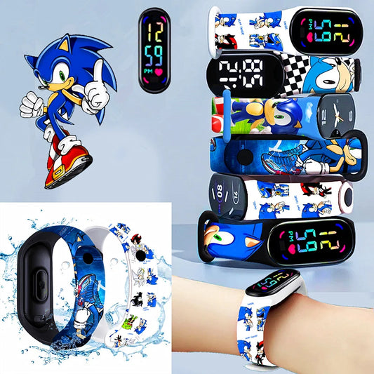 Stitch Sonic Digital Watches Anime Figures LED Luminous Touch Waterproof Electronic Sports Watch Kids Birthday Gifts Toys