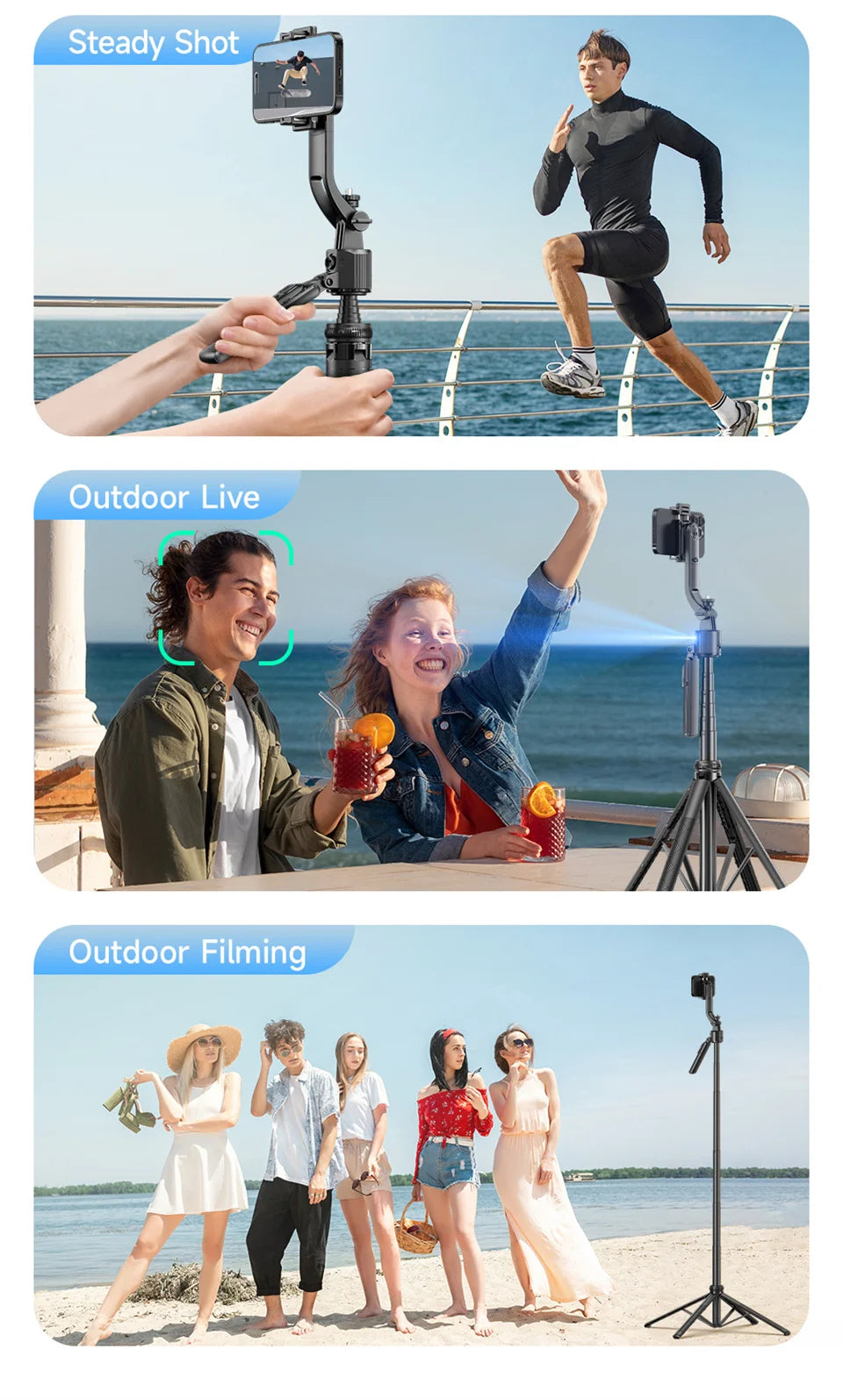 C17 Monopod 360° Auto-Rotation AI Tracking Shooting Tripod Bluetooth Shutter Fill Light For Phone Holder Wireless Selfie Stick