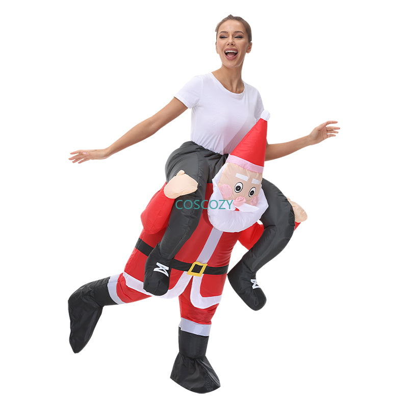 New Christmas Adult Riding-Santa Claus Inflatable Costumes Halloween Party Mascot Fancy Role Play