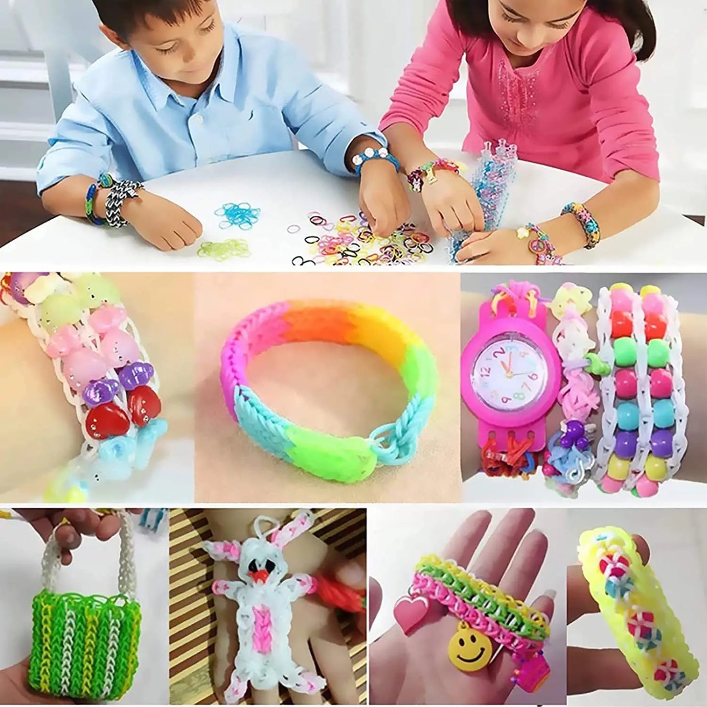 600pcs Colorful Loom Rubber Bands Set 12 Colors DIY Rubber Bands Loom Bands Bracelet Making Kit Gift for Girls Kids Art Craft