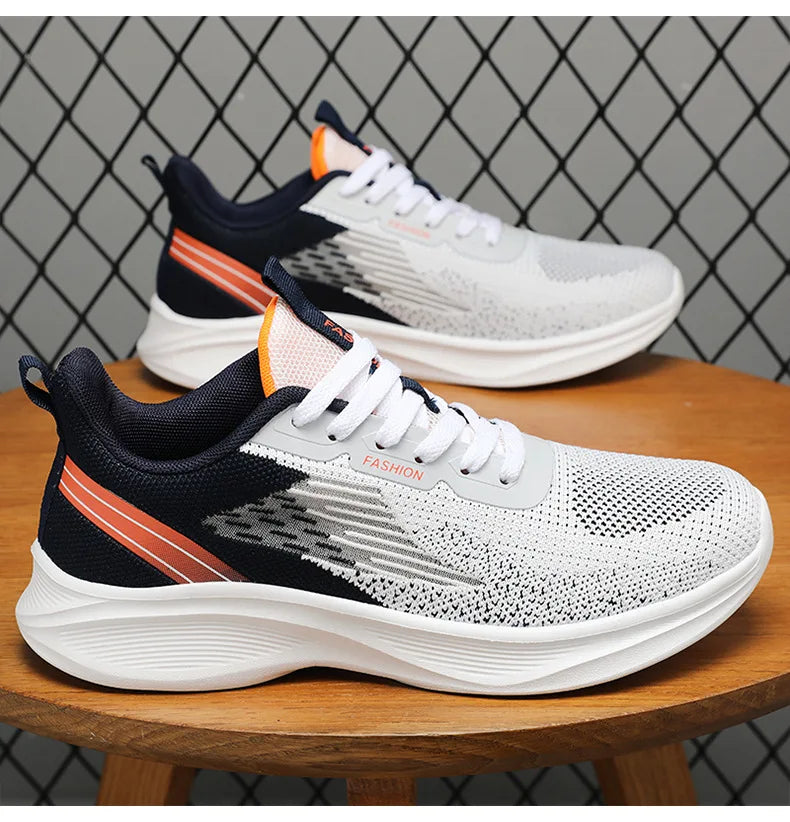 Sports single shoes flying woven Men's Shoes lace-up Soft sole Casual style men's Running shoes sneaker