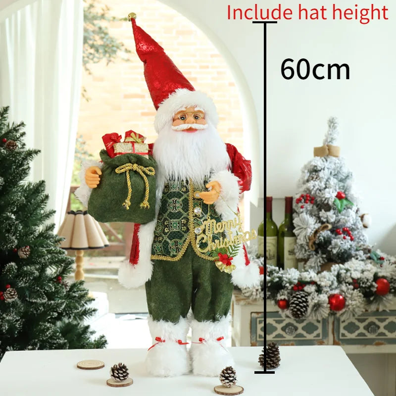 60cm Large Santa Claus Merry Christmas Decorations for Home Happy New Year Santa Claus Doll Window Decorations Home gift