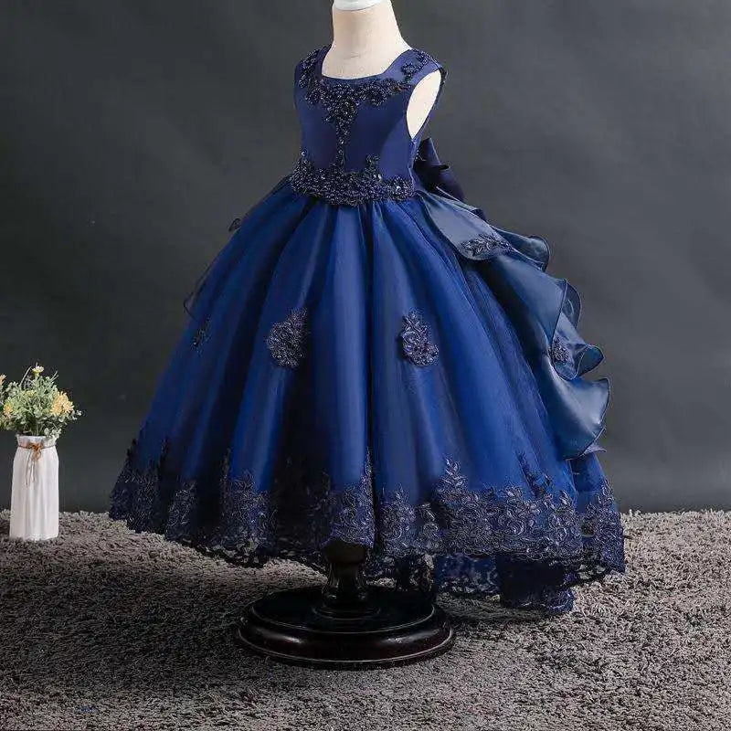 Girls' Trail Party Dress Elegant Girls' 3-10 Year Old Model Walk Party Dress 2023 New Christmas Dress