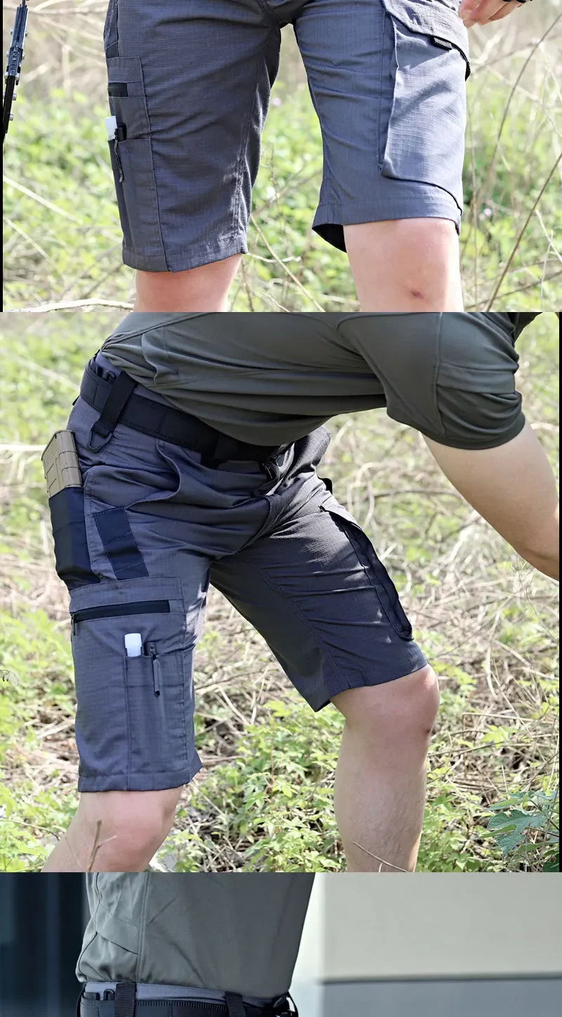 Men's Tactical Shorts Wear-resistant Waterproof Breathable Work Pants Military Multi-pocket Straight-leg Cargo Shorts