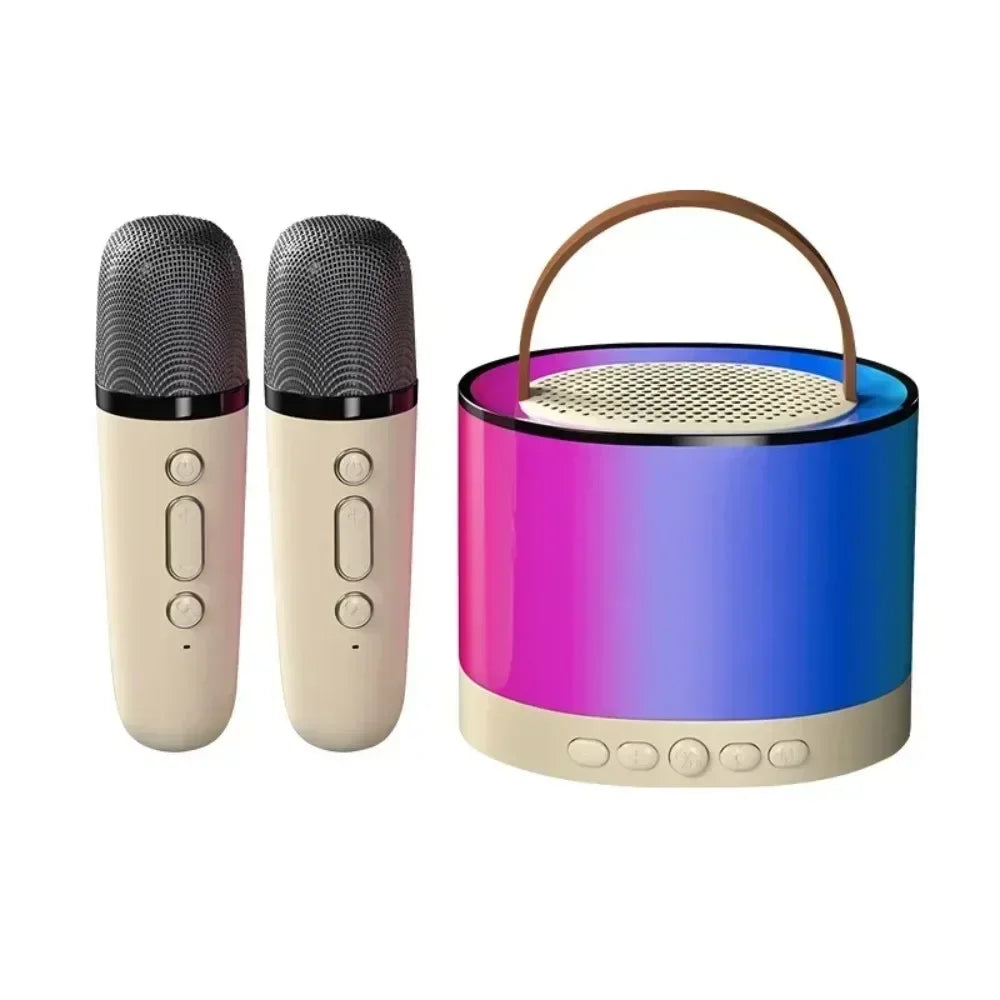 K52 Wireless Bluetooth Speaker Multifunction with 2 Microphone RGB Portable Music Player Karaoke Machine