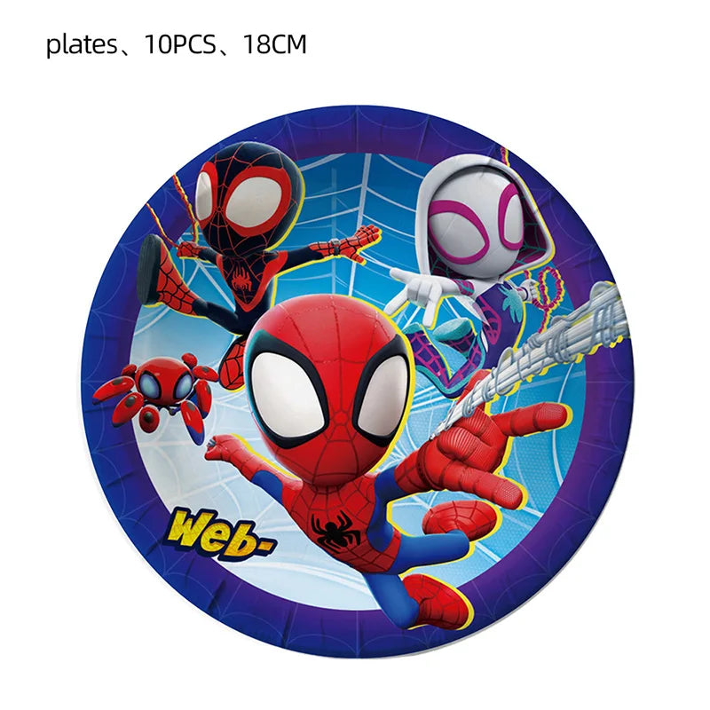 Spiderman Theme Birthday Party Decoration Marvel's Spidey And His Amazing Friends Aluminum Foil Balloon Disposable Tableware