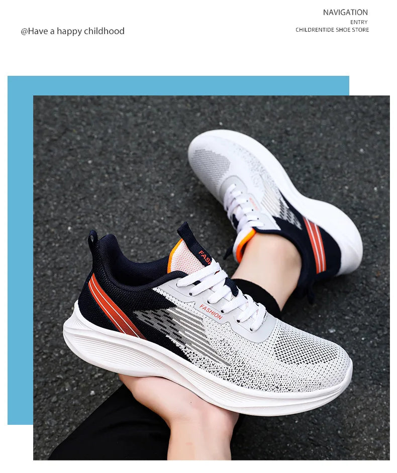 Sports single shoes flying woven Men's Shoes lace-up Soft sole Casual style men's Running shoes sneaker