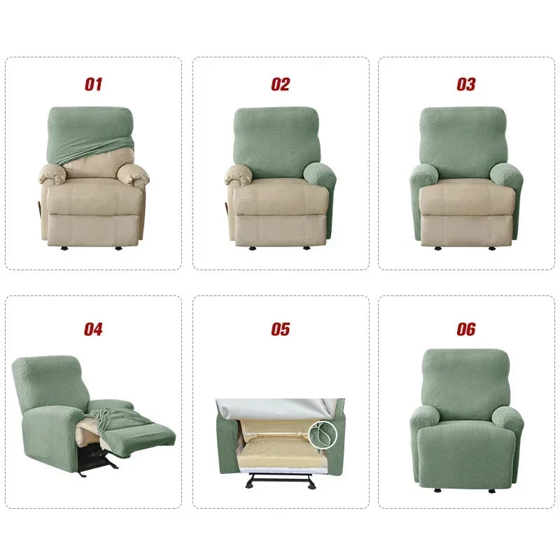 Jacquard Recliner Sofa Cover Non-slip Lazy Boy Sofa Cover All-inclusive Single Seater Couch Slipcover Armchair 4PCS/Set