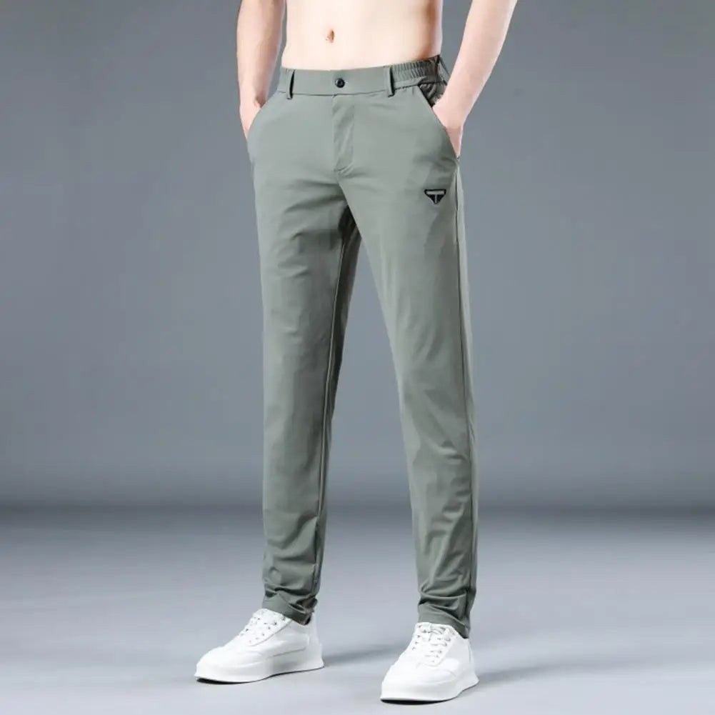 Comfortable Trousers Soft Breathable Men's Elastic Waist Pants with Quick Dry Technology Convenient Pockets for Daily Comfort