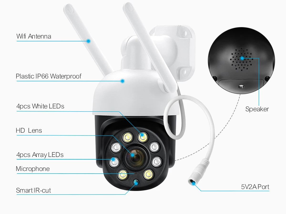 Techage H.265 8CH 4MP Wireless Camera System Humanoid Auto Tracking Smart AI PTZ Camera Two-way Audio Mini WiFi Surveillance Set