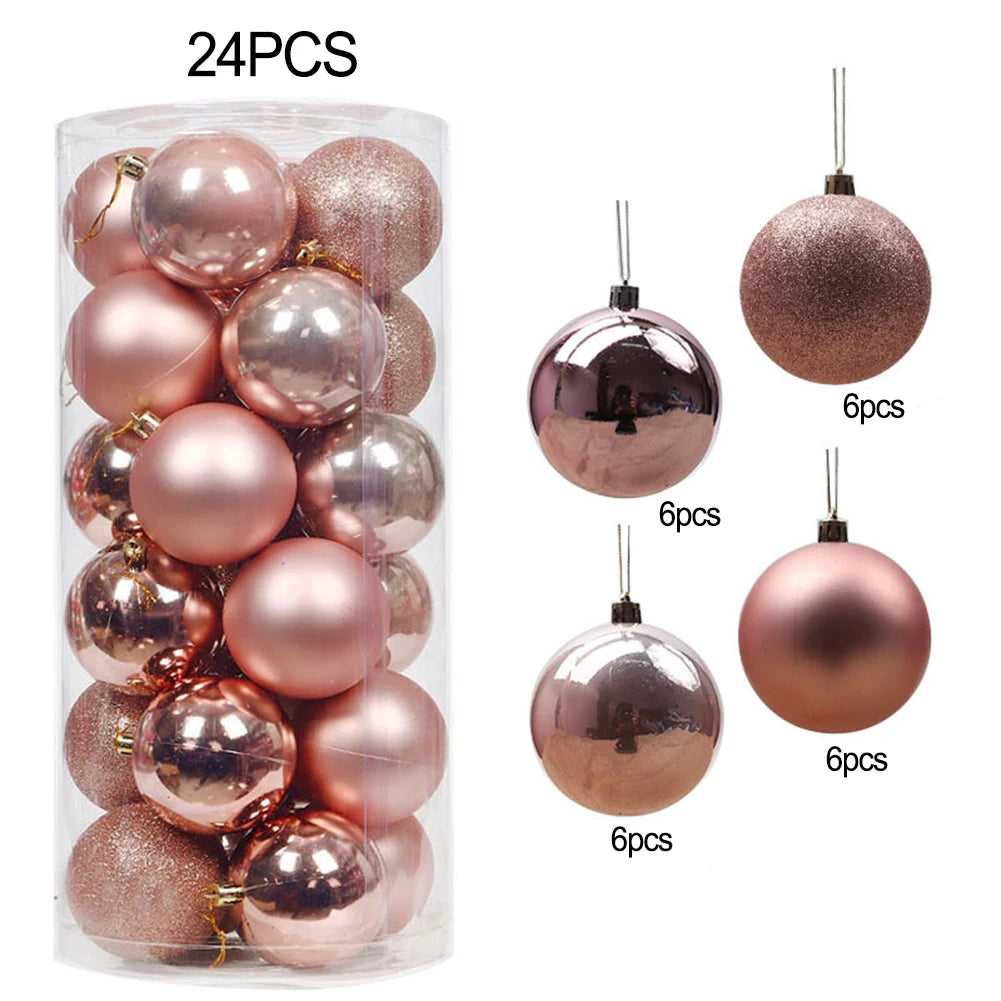 Xmas Party Decor 24Pcs Christmas Ball Bridal Shower Party For Christmas Tree Decoration Hanging Decor Pink Red Silver Blue