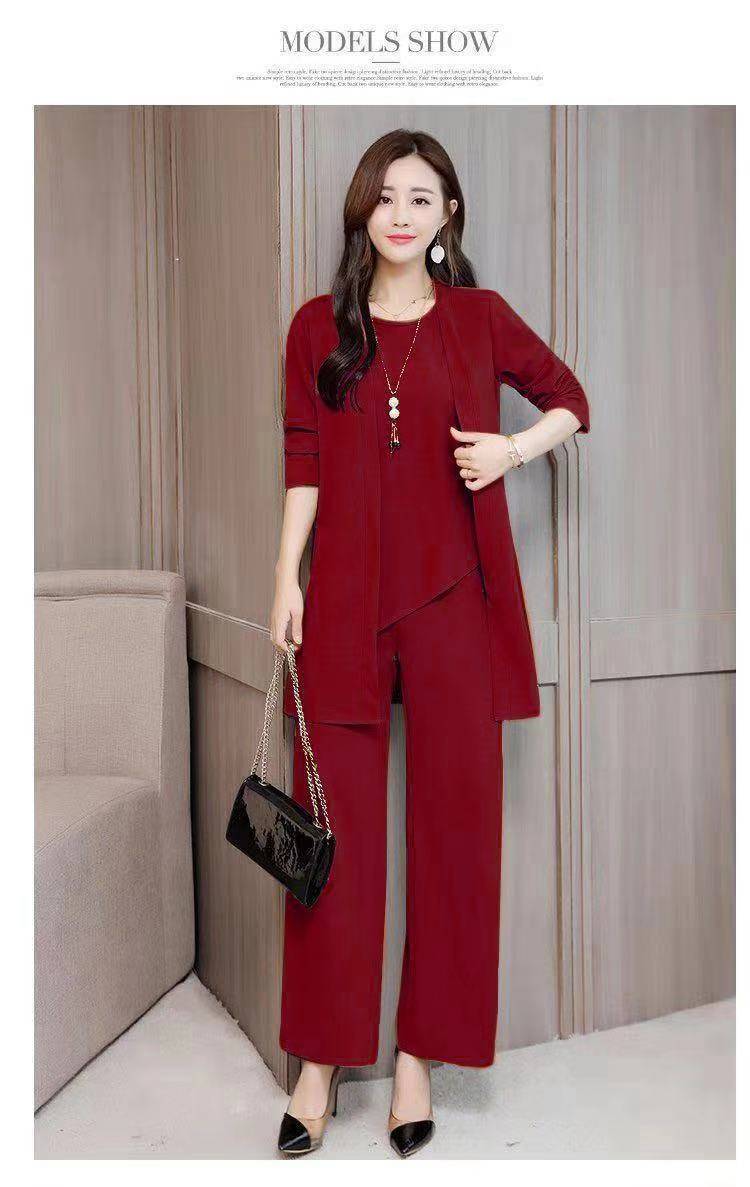 Women's Fashionable Stylish Wide Lady Slimming Fashion plus Size Women Three-Piece Suit