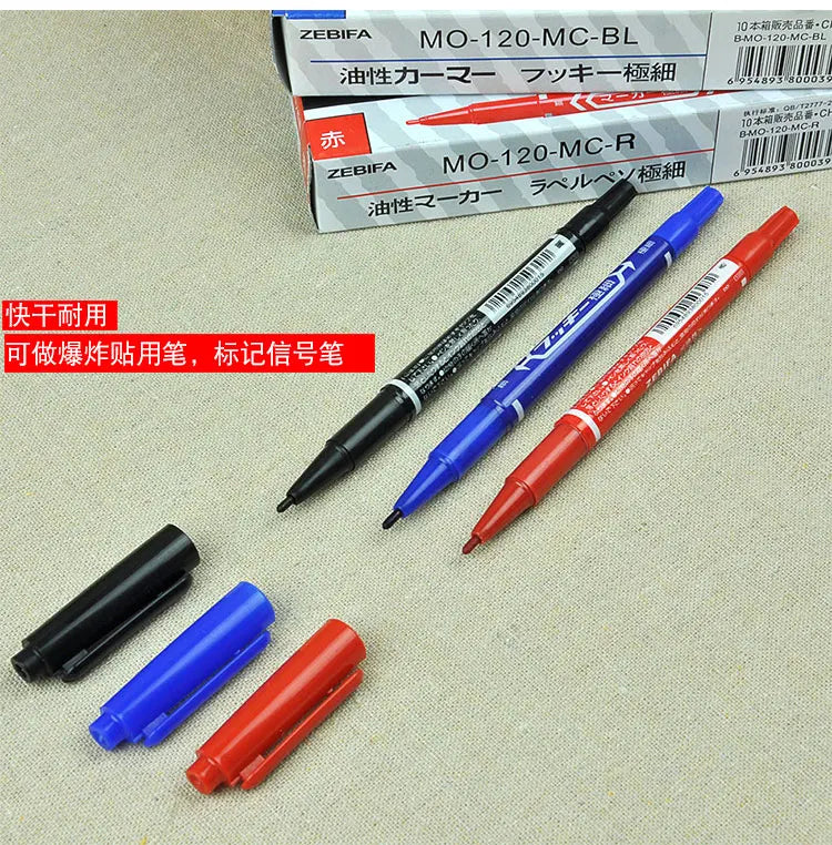 3/2/1PCS Ultra Felt-tip Pen Black Oily Marker Pen Small Double Head Art Red Marking Children's Painting 0.5 1.0 Tip For Paper