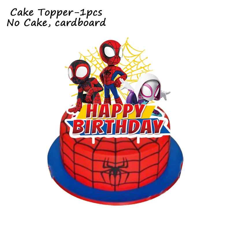 Spiderman Theme Birthday Party Decoration Marvel's Spidey And His Amazing Friends Aluminum Foil Balloon Disposable Tableware