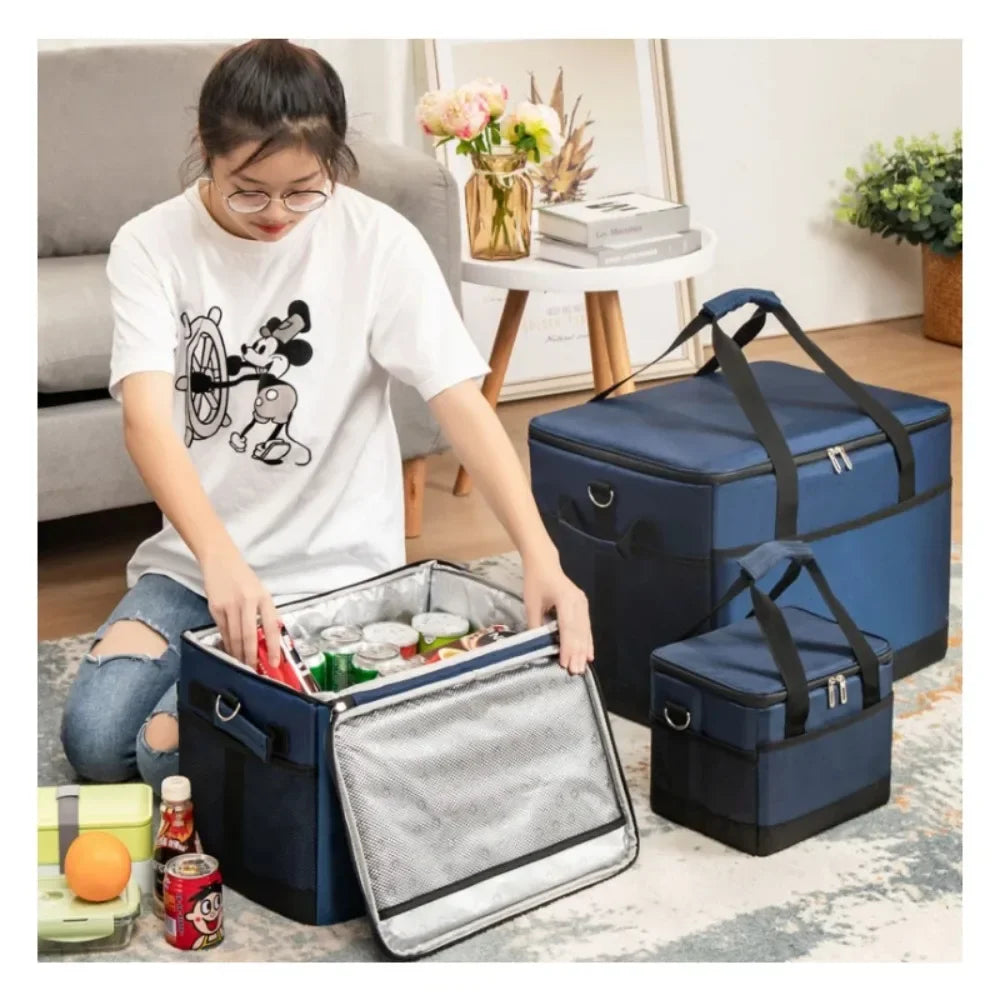 10/35/68L Soft Cooler Bag with Hard Liner Large Insulated Picnic Lunch Box Cooling Bag for Camping BBQ Family Outdoor Activity