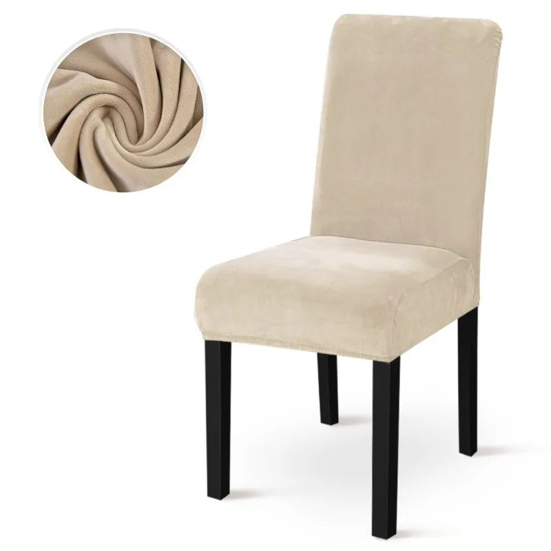 Luxury Velvet Chair Cover for Dining Room Wedding Hotel Banquet Adjustable Seat Cover Elastic Home Chair Cover Case