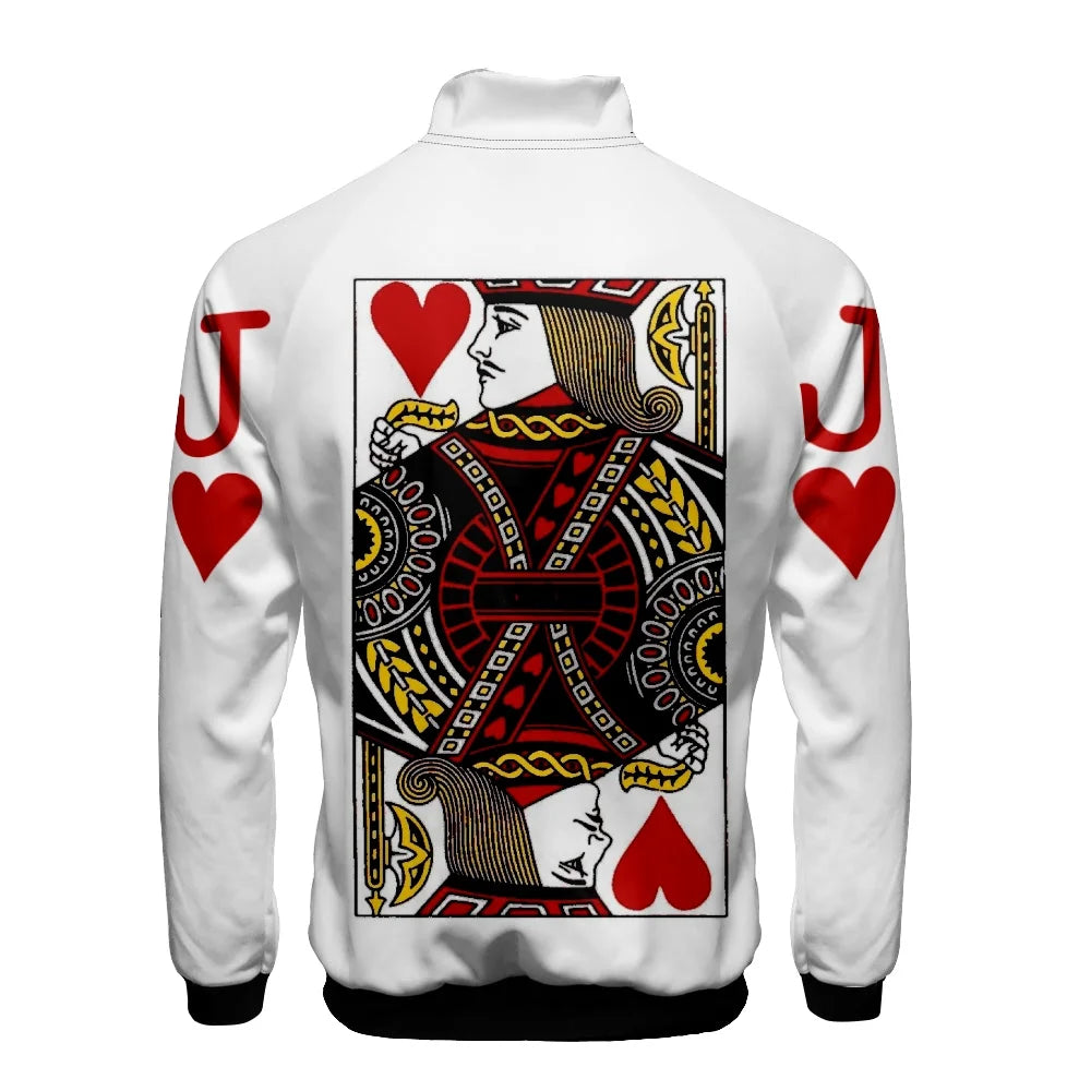 Coats Playing Cards Poker K Q print 3D Stand Collar Hoodies Men Women Casual Zipper Hoodie KING QUEEN Jacket Clothes