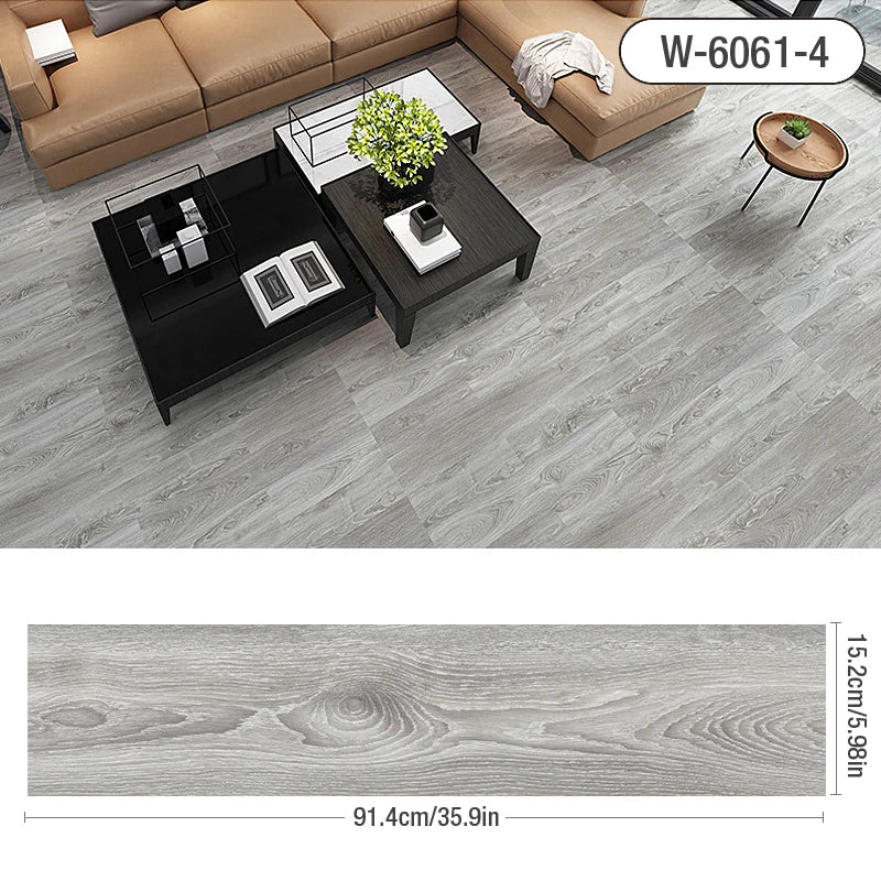 Wood Grain 3D Self-Adhesive Floor Wallpaper Modern Wall Sticker Waterproof Living Room Toilet Kitchen Home Decor Floor Sticker