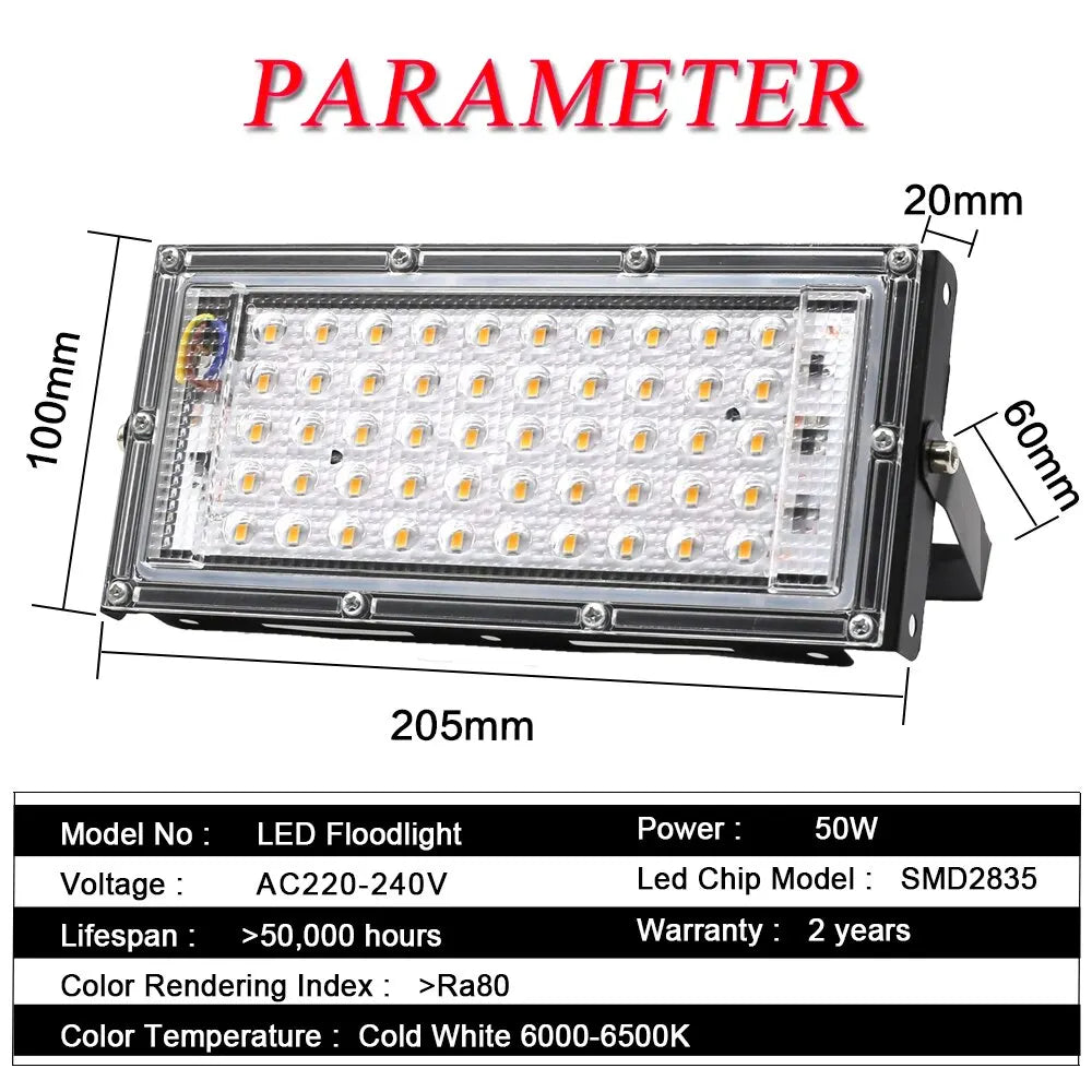 50W LED Flood Light Outdoor Lighting 220V 240V Floodlight Waterproof IP65 Reflector Projecteur LED Exterieur Focus Spotlight