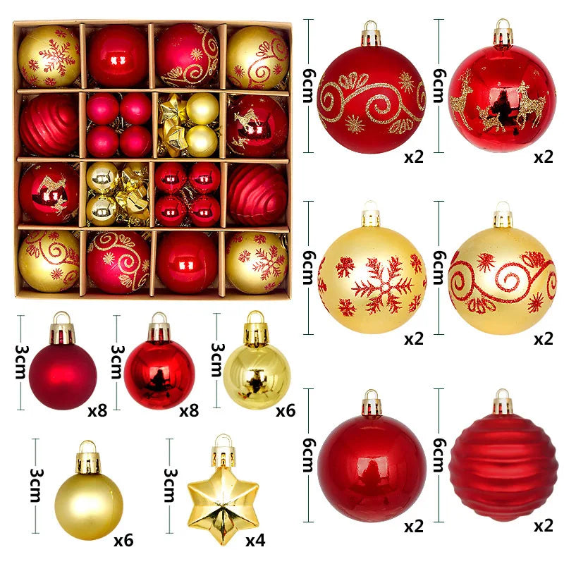 Christmas Ball Ornament Set Big Xmas Tree Hanging Pendant Snowflake Merry Christmas Decoration for Home