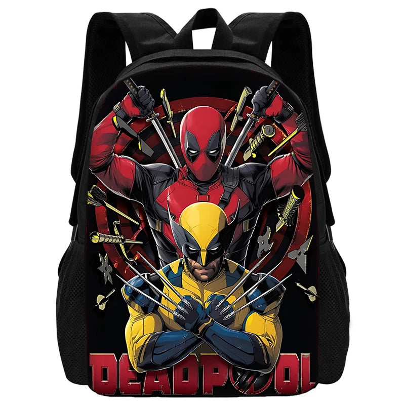 3 pcs set Deadpool's Super Heroes Child School Backpack with Lunch Bags ,Pencil Bags ,School Bags