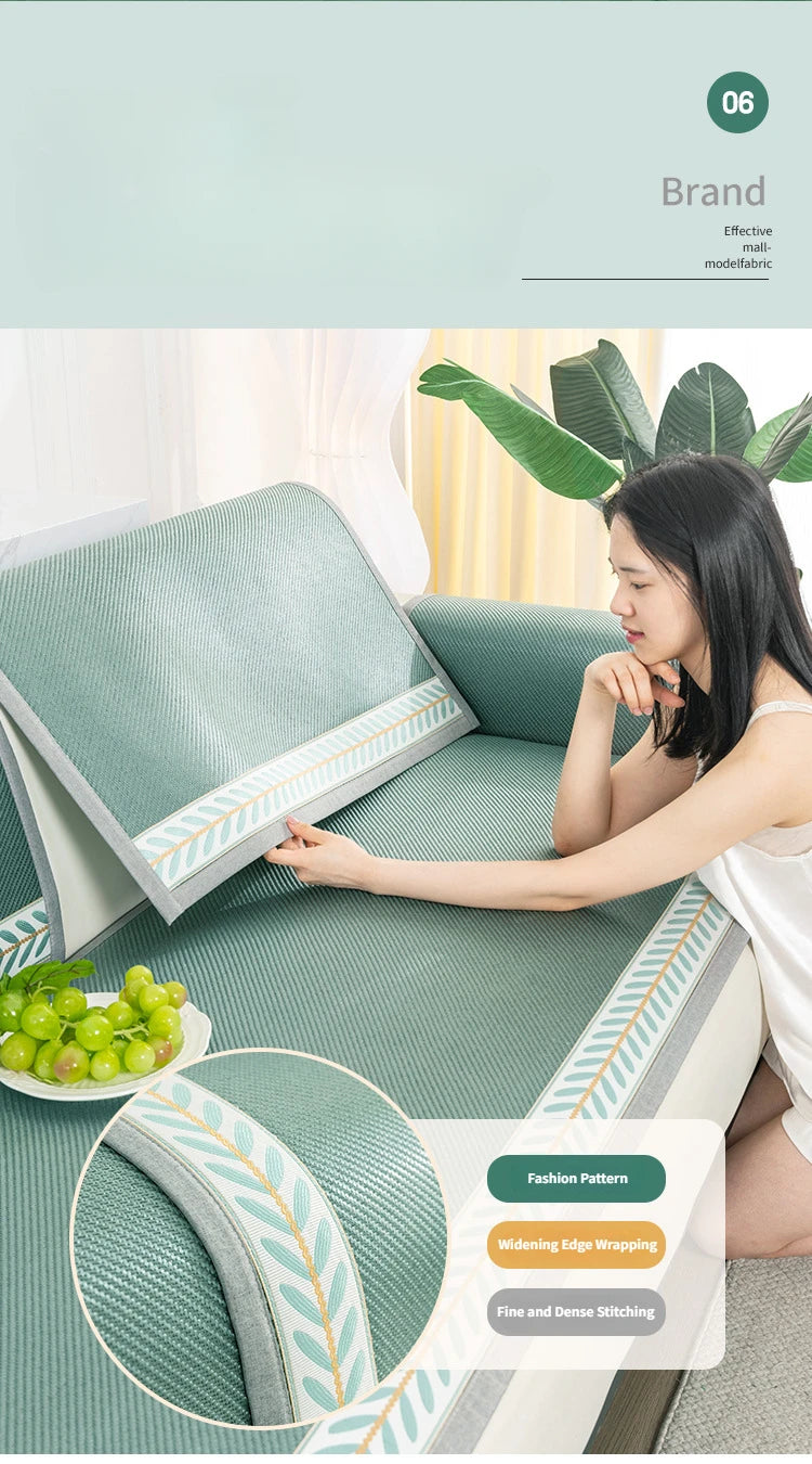 Wormwood Vine Mat Sofa Cushion Summer Ice Silk Non-slip Sofa Cover Couch Covers for Sofas Cool Feeling