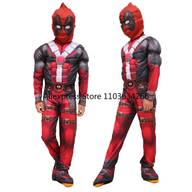 Deadpool Costume Men Women Kids Cosplay Mask Suit Jumpsuit Backpack