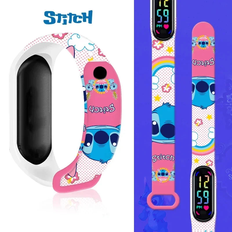 Pokemon Stitch Sonic Digital Watches Anime Figures LED Luminous Watch Touch Waterproof Electronic Sports Kids Birthday Gift Toy