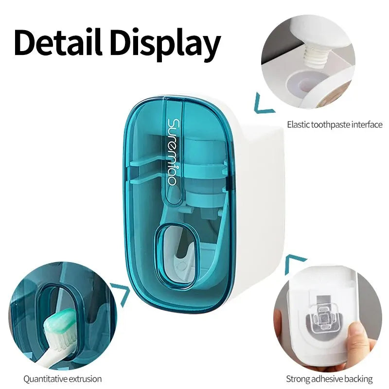 Automatic Toothpaste Dispenser Bathroom Accessories Wall Mount Lazy Toothpaste Squeezer Toothbrush Holder