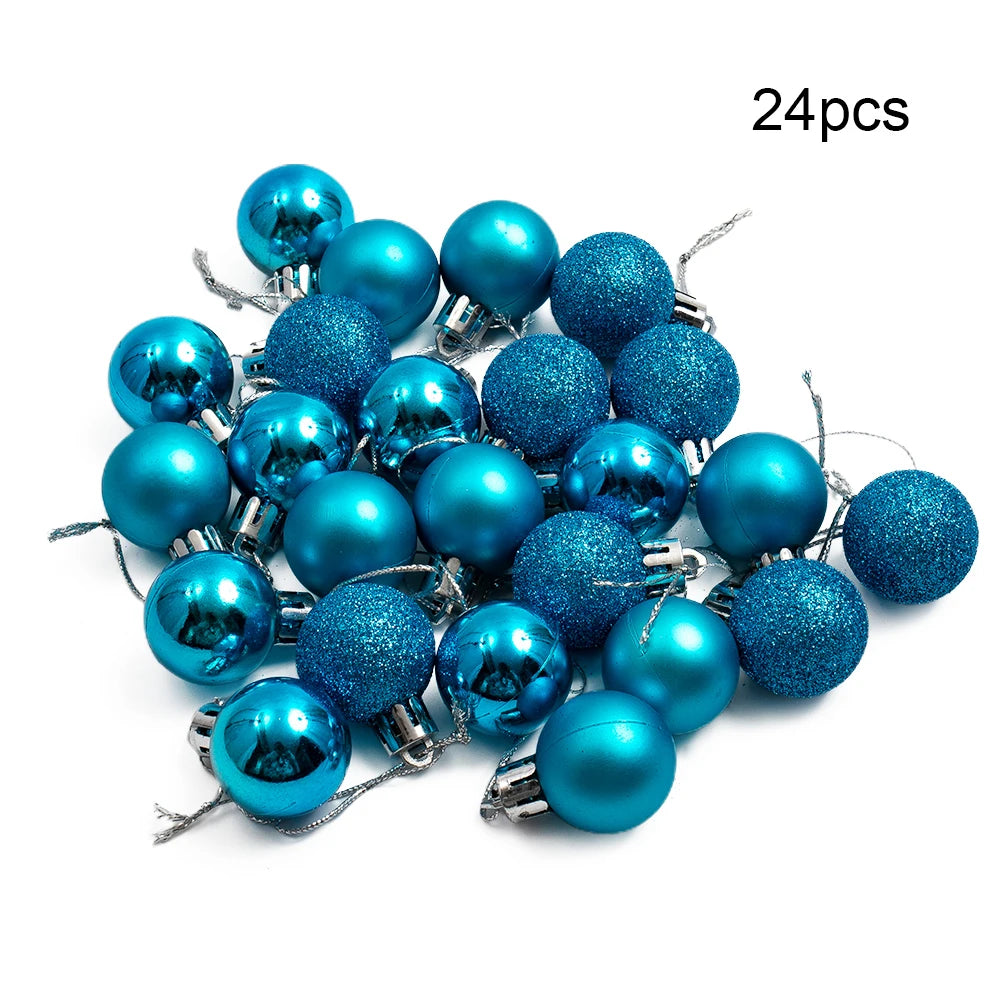 Xmas Party Decor 24Pcs Christmas Ball Bridal Shower Party For Christmas Tree Decoration Hanging Decor Pink Red Silver Blue