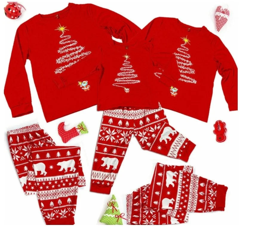 2024 Christmas Family Matching Pajamas Adults Kids Family Outfit Top Pants 2PCS Xmas Sleepwear Baby Jumpsuit Dog Clothes