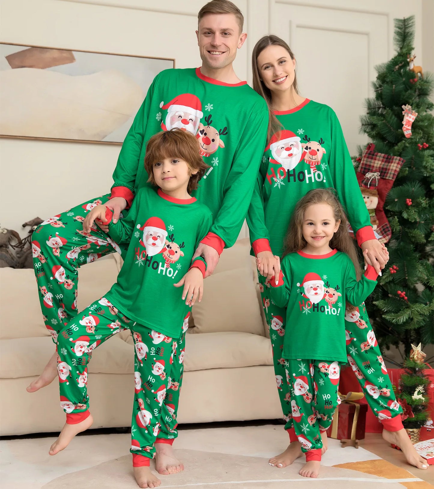 Pajama for Christmas family Matching clothing Old man print fashion pajamas pajama pants Parent-child outfit Mom, Dad, child, dog, family 2 sets