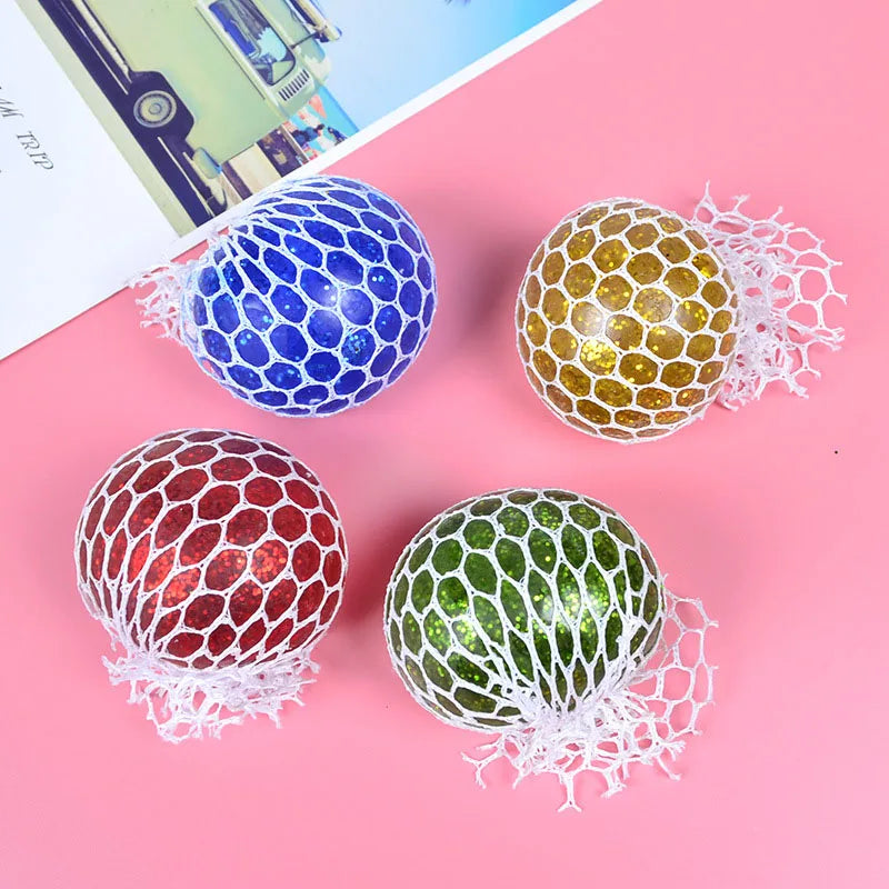 Mesh Squishy Grape Stress Ball Anti Stress Sensory Balls Squeeze Toys Decompression Anxiety