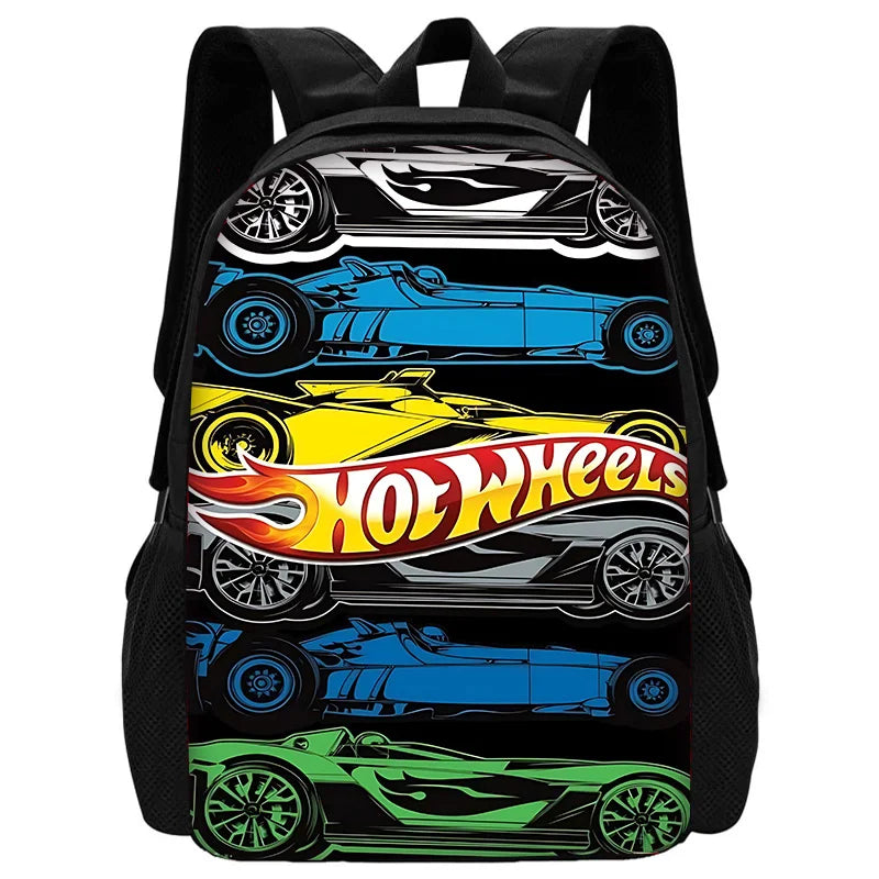 Hot Wheels Cars Child School Backpack with Lunch Bags ,Pencil Bags ,School Bags for Boys Girls Best Gift