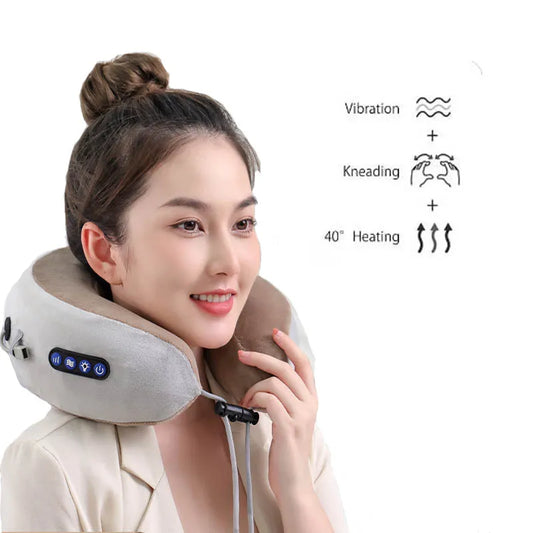 U Shaped Neck Massage Pillow Heating Vibration Kneading Electric Cervical Shoulder Massage Protection Relaxing Massager