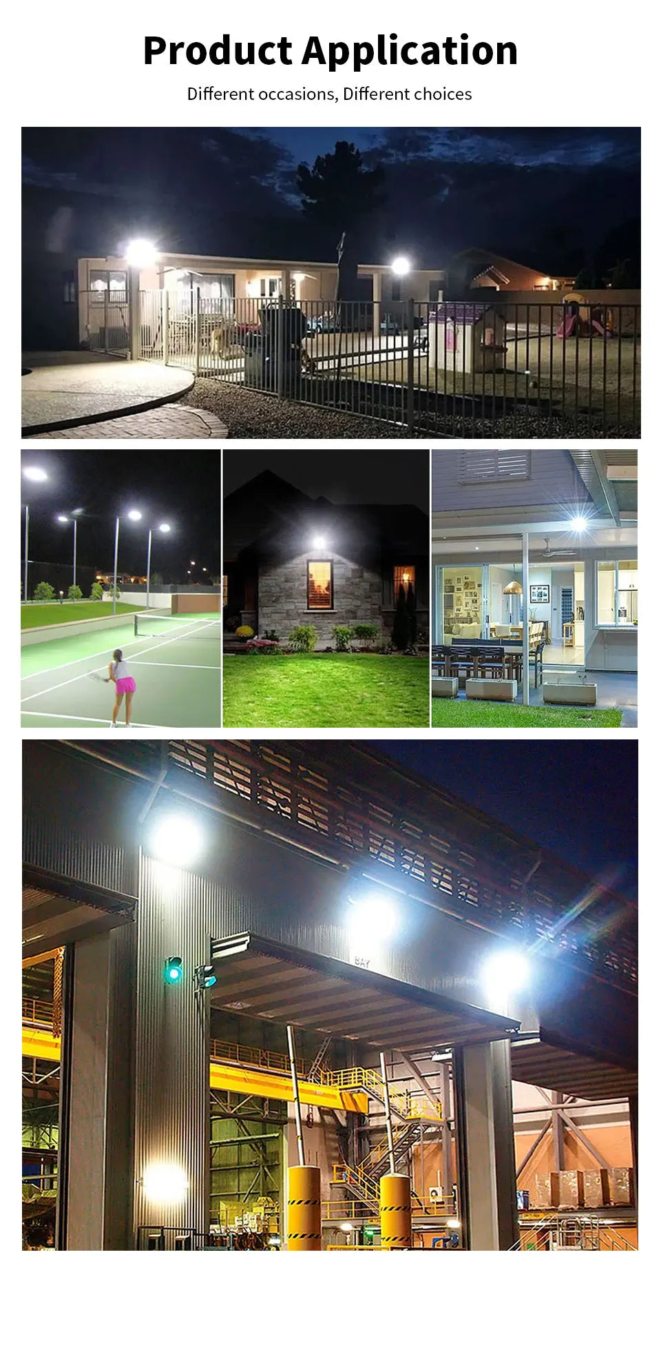 LED Flood Light IP66 Waterproof Spotlight Garden Street Gate Wall Floodlights Outdoor