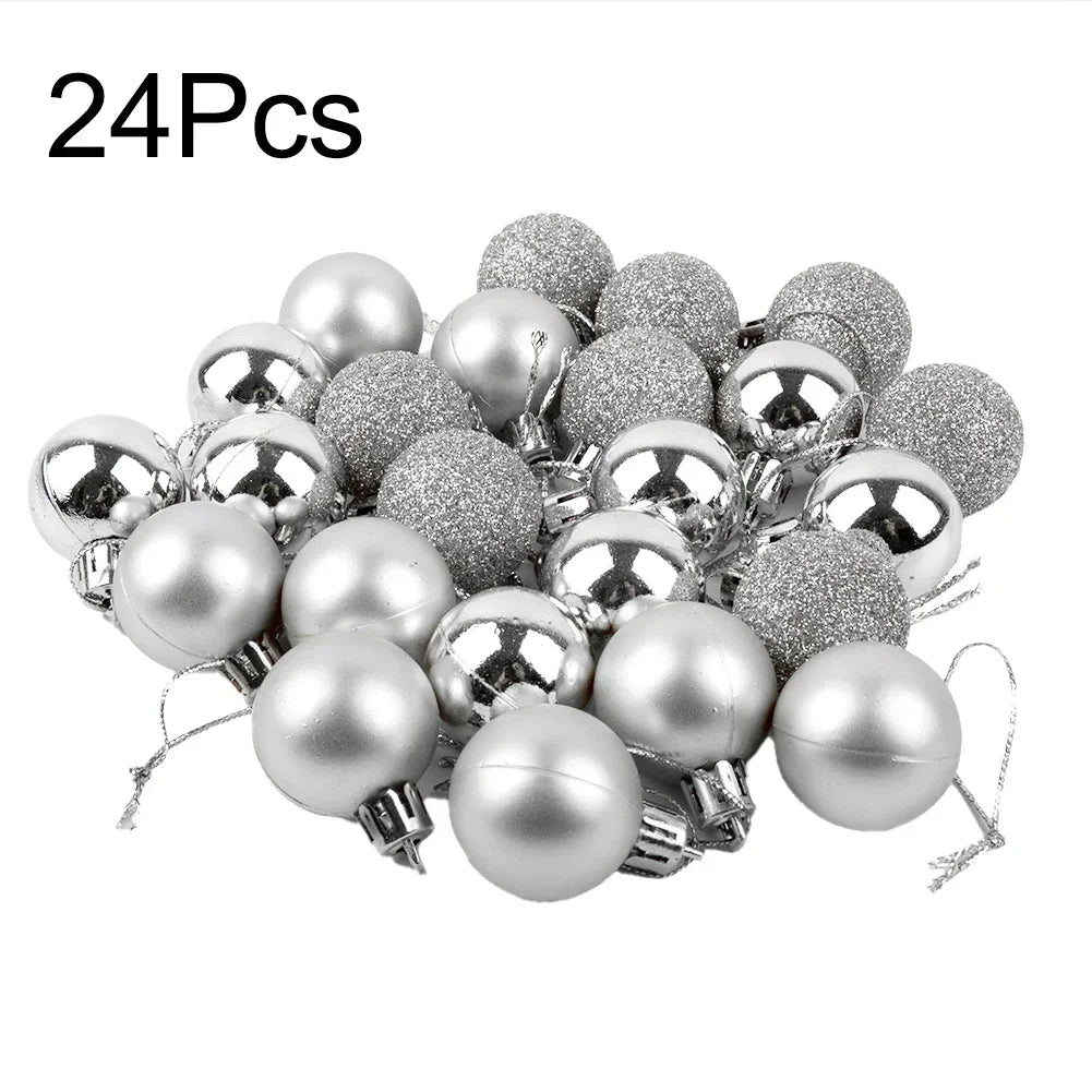 Xmas Party Decor 24Pcs Christmas Ball Bridal Shower Party For Christmas Tree Decoration Hanging Decor Pink Red Silver Blue