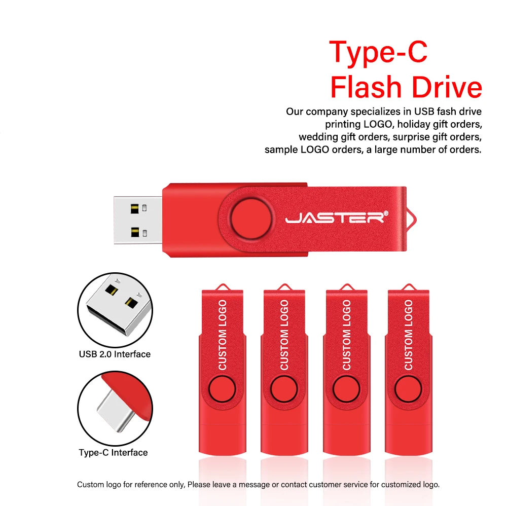 Free Custom Name OTG 2-in-1 USB Micro Type-c Flash Drive 4GB 8GB 16GB Real Capacity Pendrive for Android Smartphone Laptop