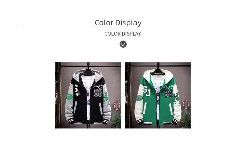 Trendy Color Block Hooded Cardigan Sweatshirt Thin Loose Fit For Teenagers Middle School Students Men's Wear