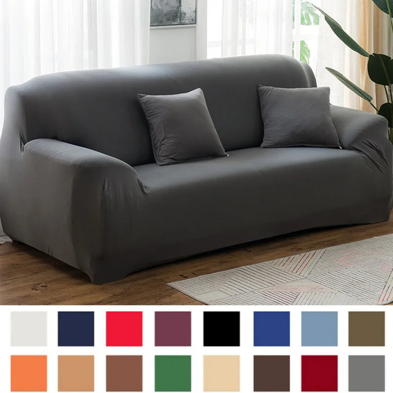 Elastic Solid Sofa Cover 1/2/3/4 Seater Cover for Sofa Couch Armchair L-shaped Corner Sofa Cover Slipcover for Living Room