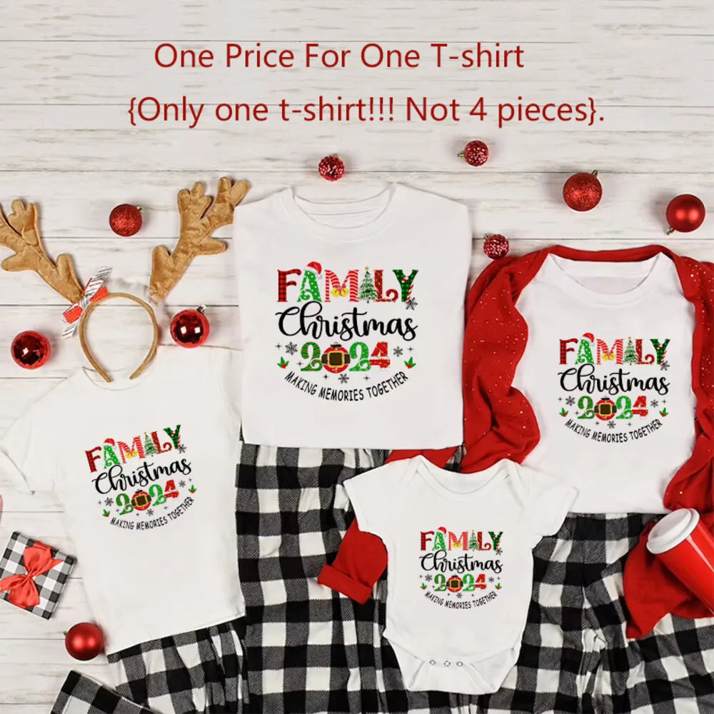 Family Christmas T-Shirt Mom Dad Baby Matching Family Christmas Shirts Christmas Tshirt Family Holidays Tops Tee Baby Bodysuit