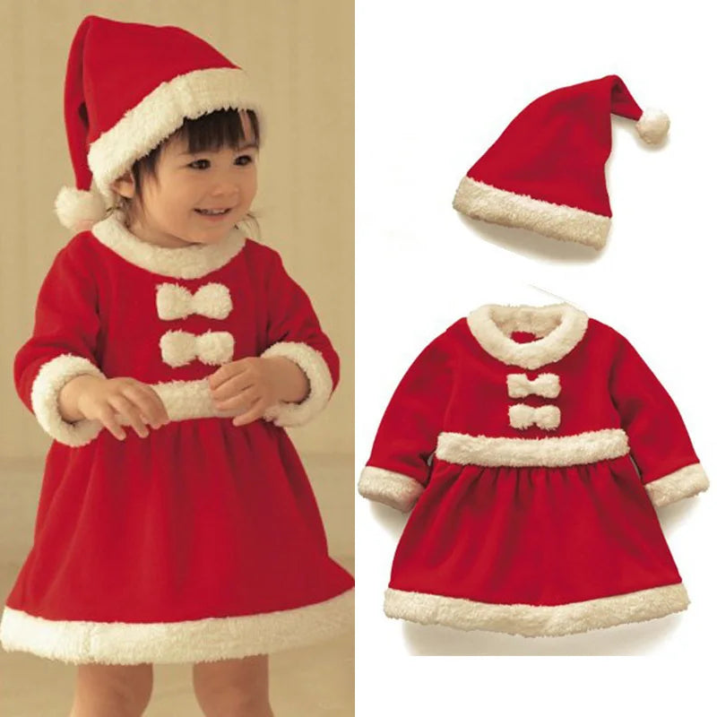 Baby Girls Boys Christmas Cosplay Santa Claus Costume For Kids Xmas Clothes Party Dress