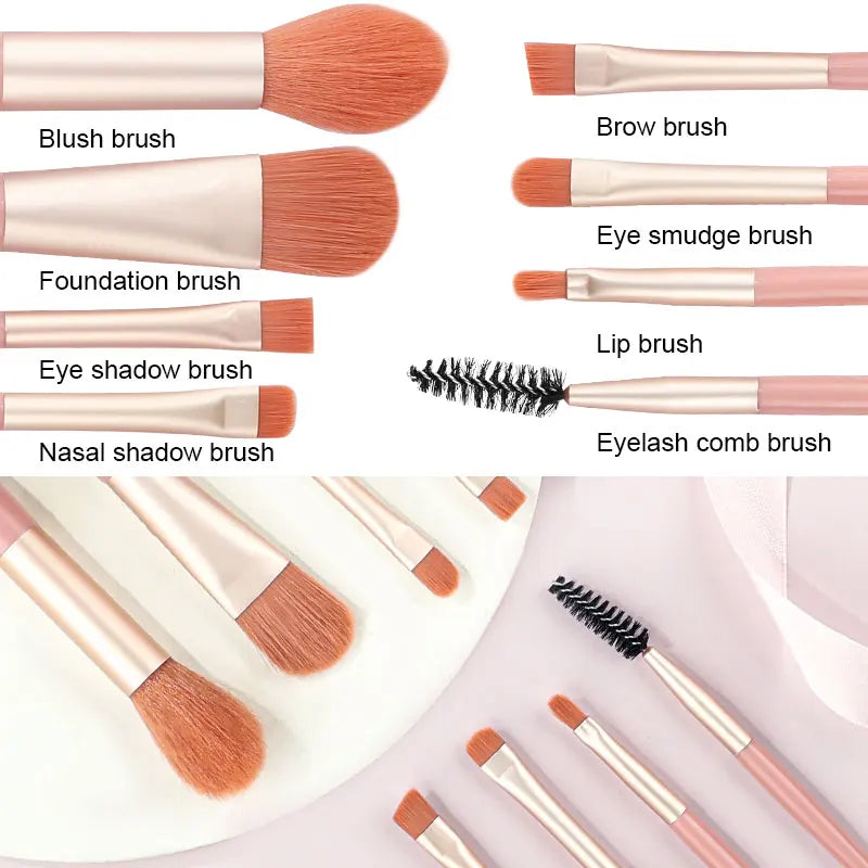 8PCS Makeup Brushes Set for Cosmetic Concealer eyelashes Blush Loose Powder Eyeshadow Women Soft fluffy Blending Beauty Tools