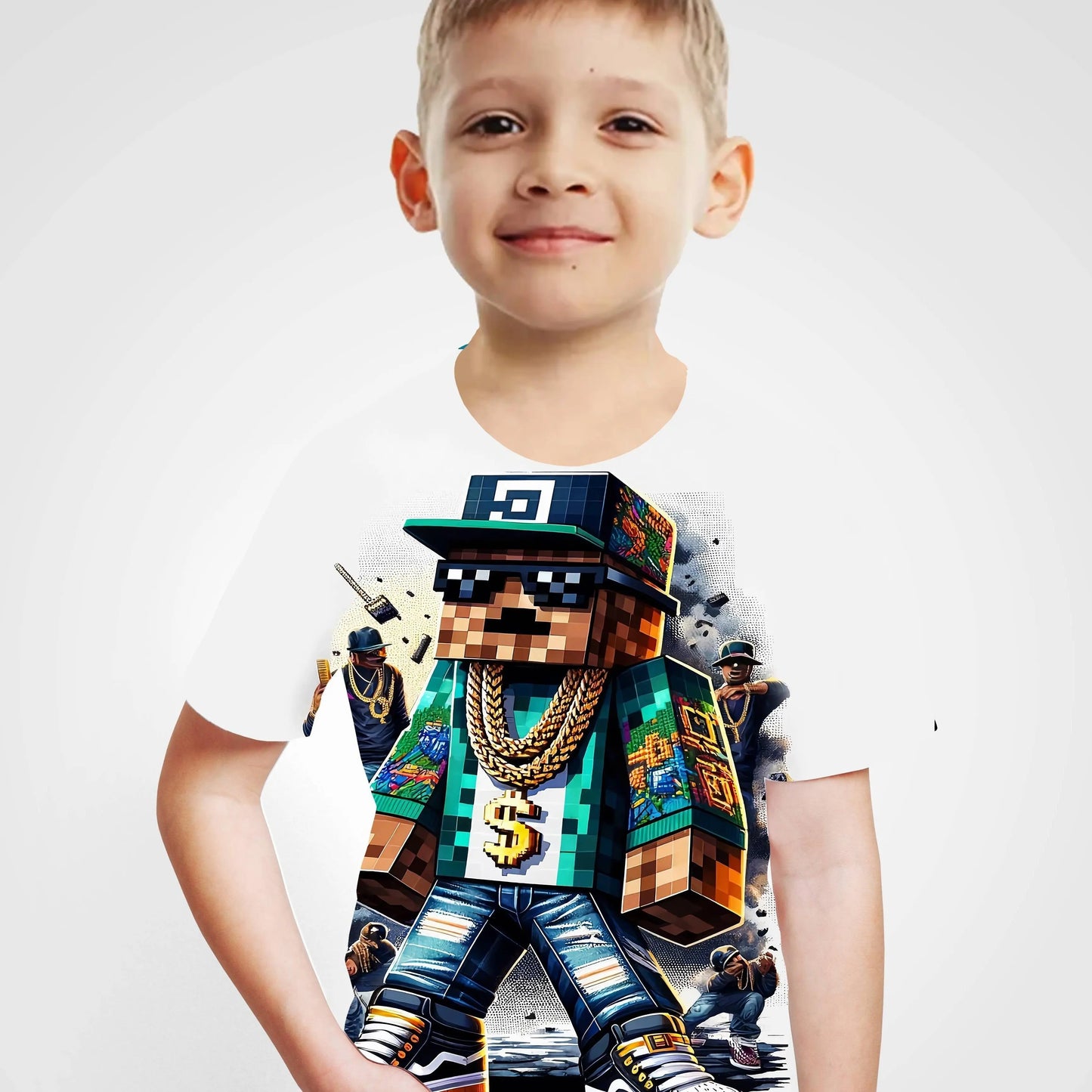 Boys T-shirt Short Sleeve Children T-Shirt Creative Print Funny Kids Summer Clothes Girl Clothes O-Neck Tops